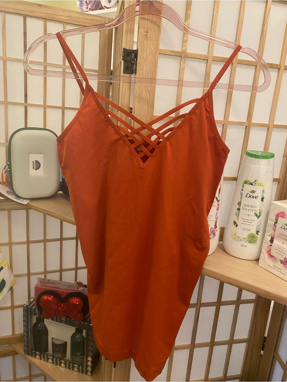 Zenana Outfitters Rust Crisscross V-Neck Strappy Cami